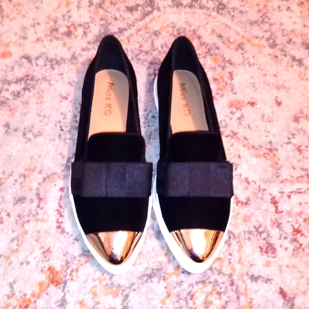 MISS KG SLIP ON VELVET TRAINERS